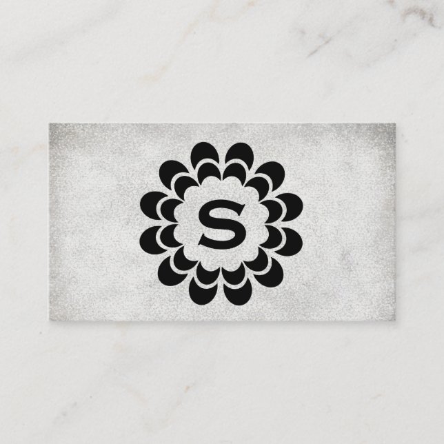Carte De Visite Monogramme | Élément | Texture grunge (gris) (Devant)