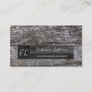 Carte De Visite Monogramme en bois 100% naturel organique rustique