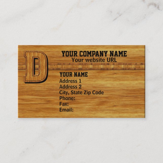Carte De Visite Monogramme en bois D (Devant)