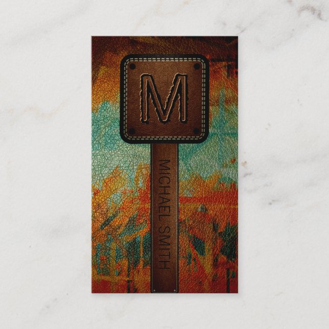 Carte De Visite Monogramme en cuir (Devant)