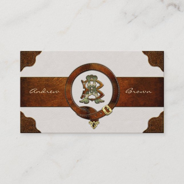 Carte De Visite Monogramme en cuir AB et BA (Devant)