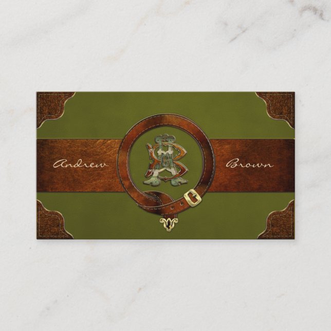Carte De Visite Monogramme en cuir AB et BA (Devant)