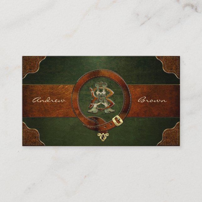 Carte De Visite Monogramme en cuir AB et BA (Devant)