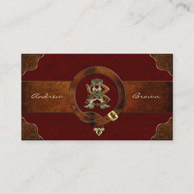 Carte De Visite Monogramme en cuir AB et BA (Devant)