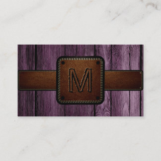 Carte De Visite Monogramme en cuir Brown en bois vintage
