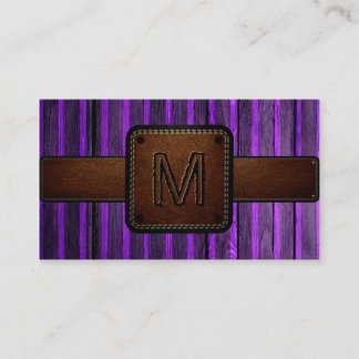 Carte De Visite Monogramme en cuir Brown en bois violet