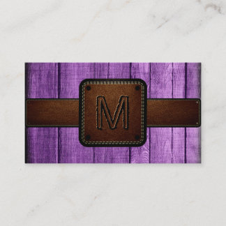 Carte De Visite Monogramme en cuir Brown en bois violet