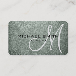 Carte De Visite Monogramme en cuir gris cendré