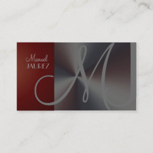 Carte de visite Monogramme en faux acier brossé