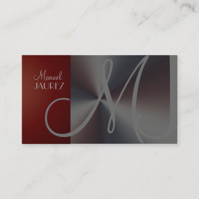 Carte de visite Monogramme en faux acier brossé (Devant)