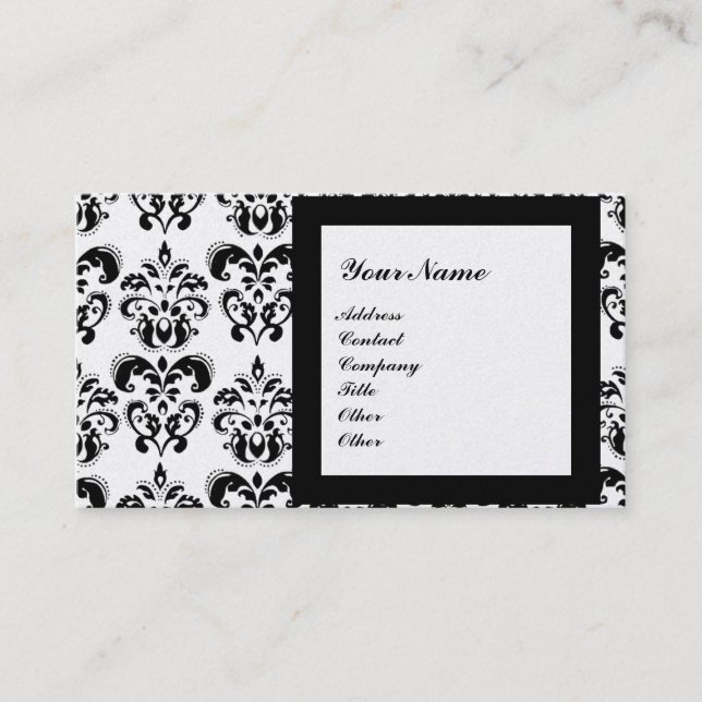 Carte De Visite MONOGRAMME EN PIERRE DAMASK GEM, 3 perles (Devant)