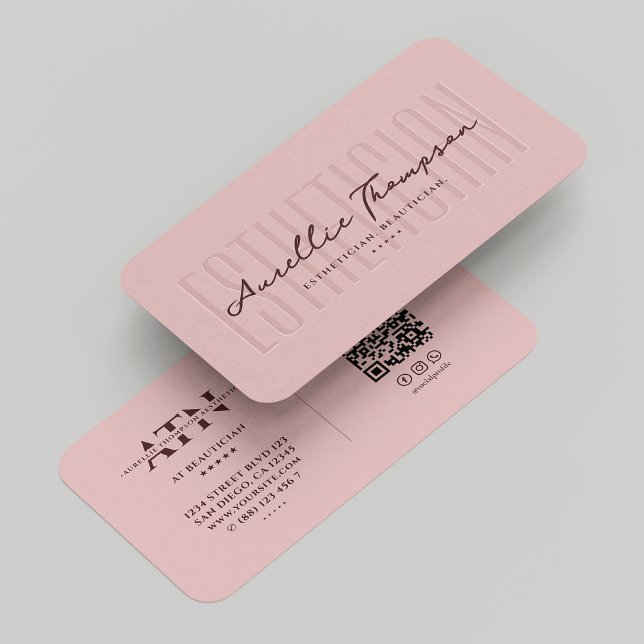 Carte De Visite Monogramme esthétique moderne rose (Modern Beautician Esthetician Monogram Pink Business Card
)
