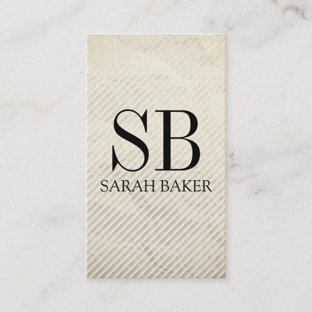Carte De Visite Monogramme et rayures de texture contemporaine (Devant)