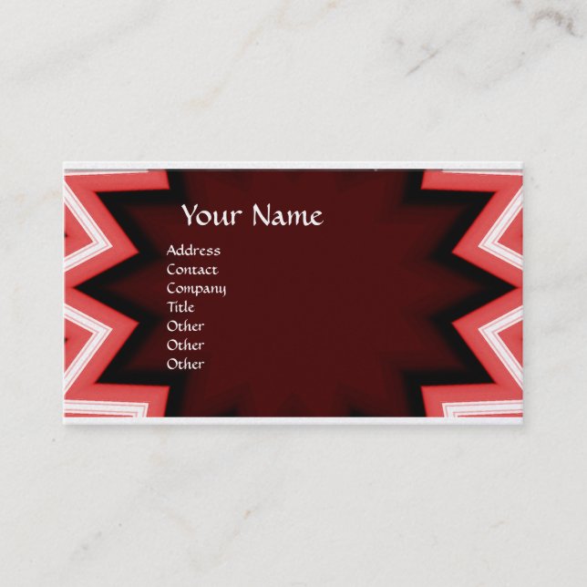 Carte De Visite MONOGRAMME ETHNIQUE Abstrait Red White Pearl Paper (Devant)