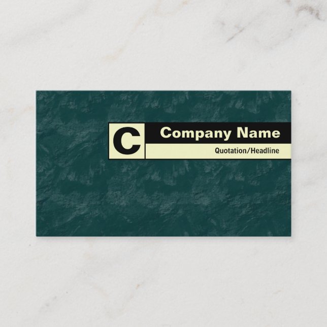 Carte De Visite Monogramme étiqueté Edge - Vert foncé brossé (Devant)