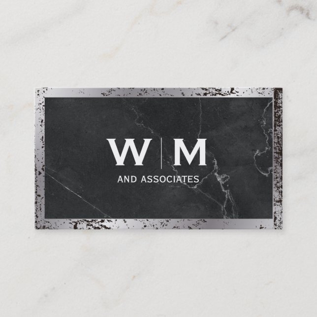 Carte De Visite Monogramme | Exécutif | Grunge Distressed (Devant)