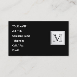 Carte De Visite Monogramme fait sur commande imprimé. Gris noir e