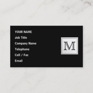 Carte De Visite Monogramme fait sur commande imprimé. Gris noir et
