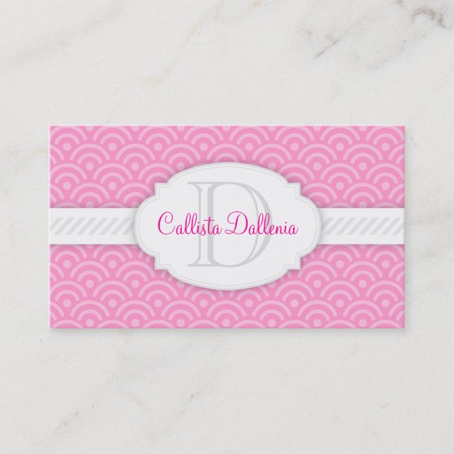 Carte De Visite Monogramme fait sur commande (rose) de Seigaiha (Devant)