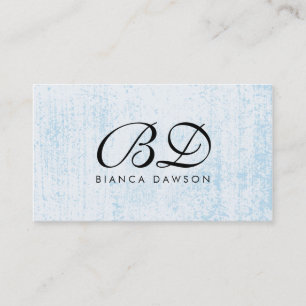Carte De Visite Monogramme Fancy Script Blue Grunge