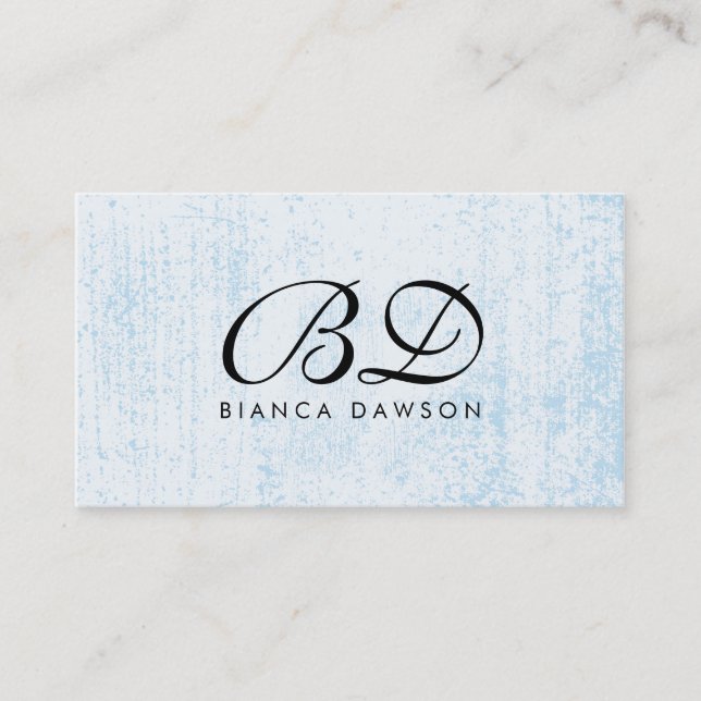 Carte De Visite Monogramme Fancy Script Blue Grunge (Devant)