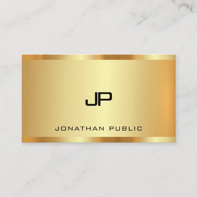 Carte De Visite Monogramme Faux Gold Modern Professional Luxe (Devant)
