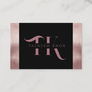 Carte De Visite Monogramme Faux Rose Gold Minimaliste