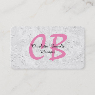 Carte De Visite Monogramme féminin professionnel gris mural rose