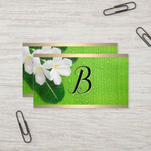Carte De Visite Monogramme   Fleurs Feuilles