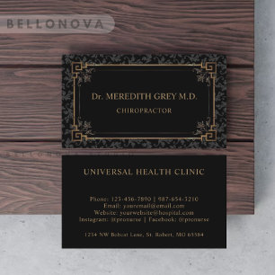 Carte De Visite Monogramme Floral Brown Noir Et Or Personnalisé