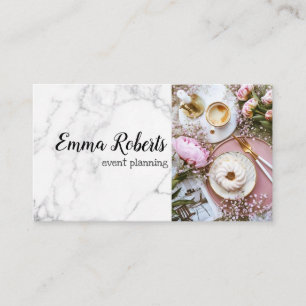 Carte De Visite Monogramme floral de pivoines à l'aquarelle rose d