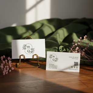 Carte De Visite Monogramme Floral Élégant Luxe Minimaliste Boutiqu