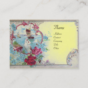 CARTE DE VISITE MONOGRAMME FLORAL ROMANTICA ROSES, DOUCHE ET SAISI