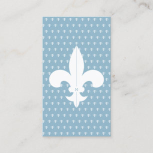 Carte De Visite Monogramme Français Bleu Fleur de Lis Motif Minima