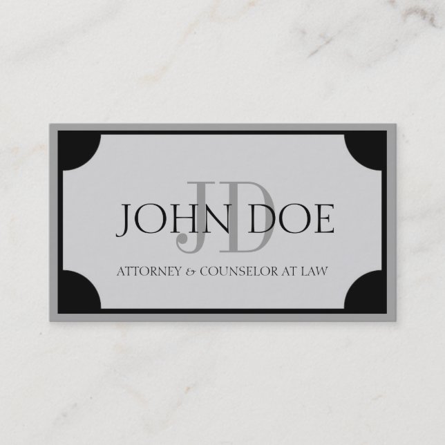 Carte De Visite Monogramme/frontière de platine de mandataire (Devant)