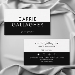 Carte De Visite Monogramme géométrique minimaliste noir blanc