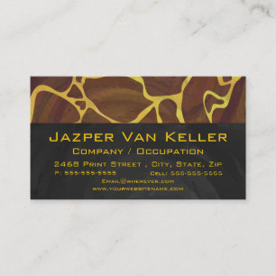 Carte De Visite Monogramme Giraffe Brown, Impression Jaune