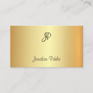 Carte De Visite Monogramme Glamor Faux Gold Professionnel Élégant