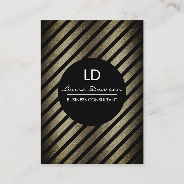 Carte De Visite Monogramme glamour Cercle et rayures (Devant)