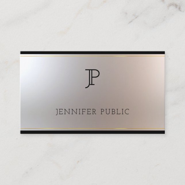 Carte De Visite Monogramme Glamour Or Argent Créatif Simple (Devant)