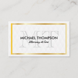 Carte De Visite Monogramme Gold Bordure Élégant Motif Diamant