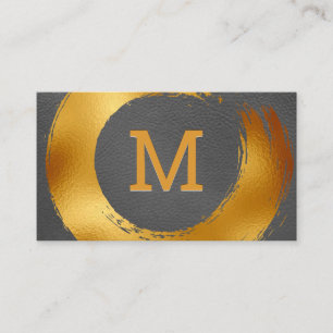 Carte De Visite Monogramme Gold Foil Circulaire broyée
