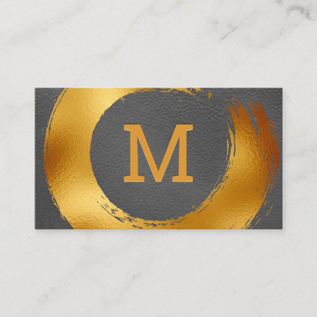Carte De Visite Monogramme | Gold Foil Circulaire broyée (Devant)