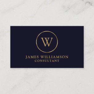 Carte De Visite Monogramme Gold Navy