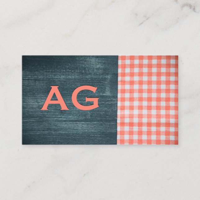 Carte De Visite Monogramme | Grain de bois | Tissu de table (Devant)