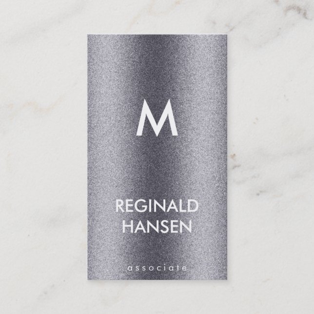 Carte De Visite Monogramme | Grain | Métallisé (Devant)