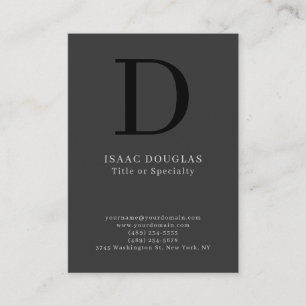 Carte De Visite Monogramme gras gris noir moderne tendance