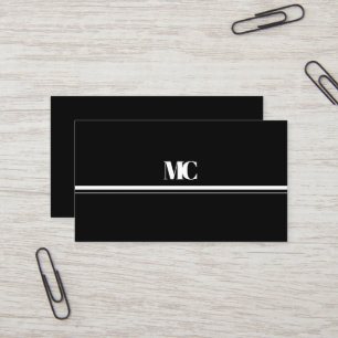 Carte De Visite Monogramme gras moderne tout en noir et blanc