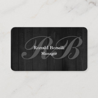 Carte De Visite Monogramme Gray Wood Monogramme Manager Minimalist