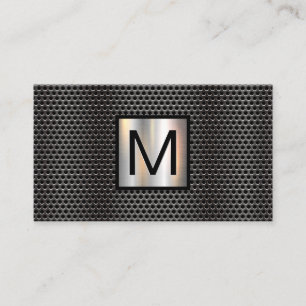 Carte De Visite Monogramme Grill Motif Chrome bannière métallique